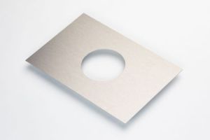 Rechteck mit kreisförmigem Ausschnitt aus Aluminiumblech, edelstahloptik, Stärke 1,5 mm